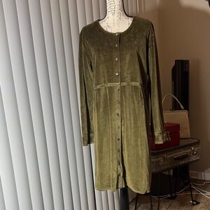 J. Jill Olive Green Long-Sleeve Button-Front Dress